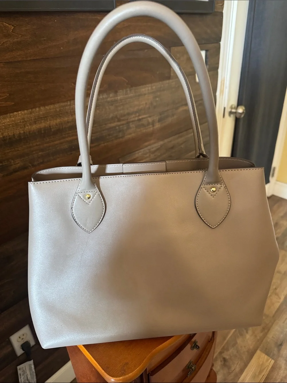 Anne Klein Women's Taupe Tote Bag with Tassel